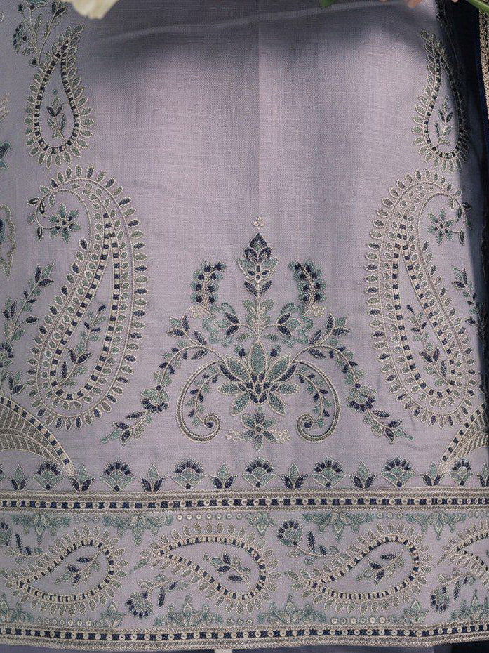 Zeenia Winter Pearls Embroidered Chamki Fabric Unstitched 3Pc Suit D-06