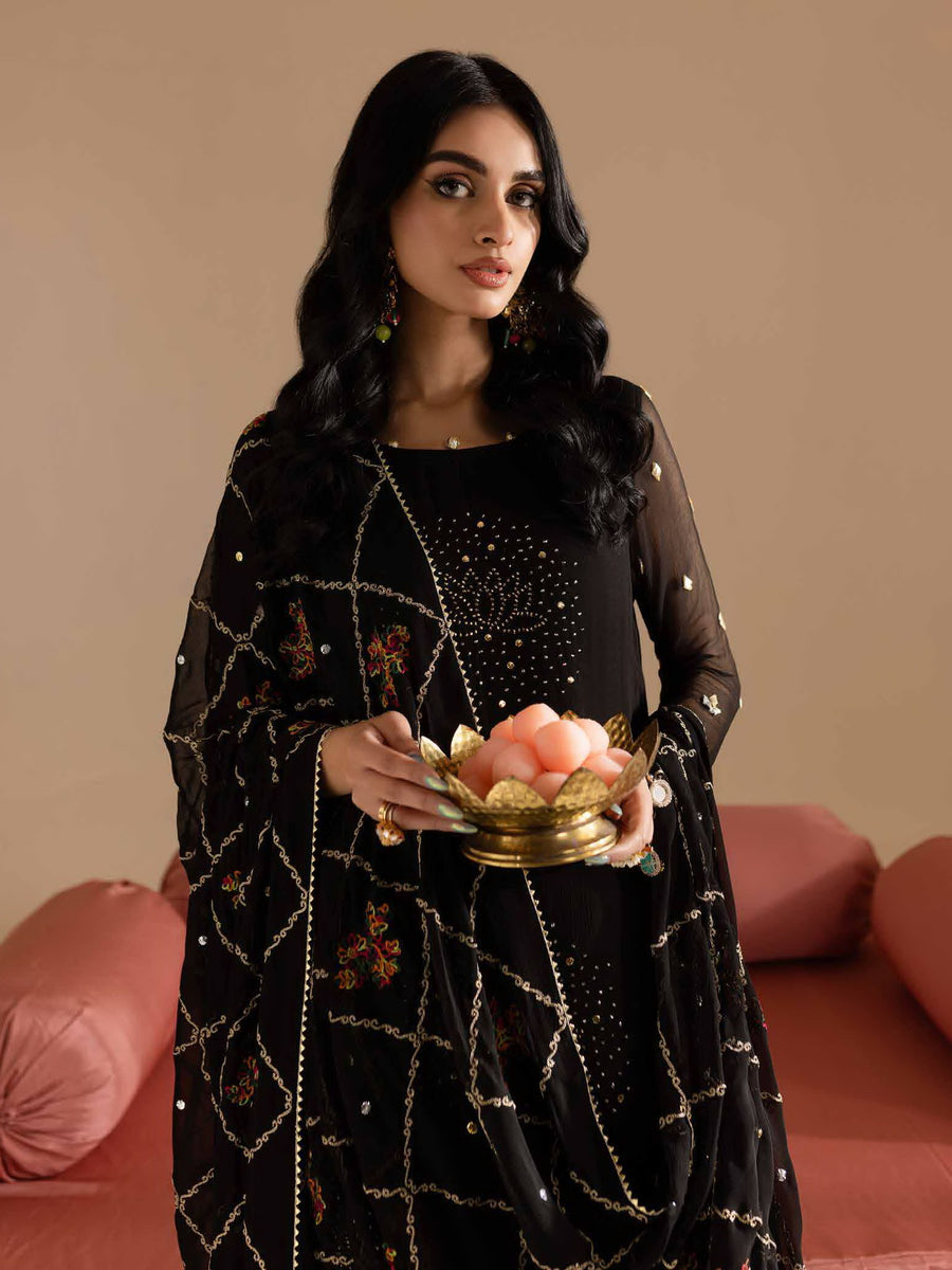 Nureh Mukeshkari Embroidered Chiffon Unstitched 3Pc Suit MK-12