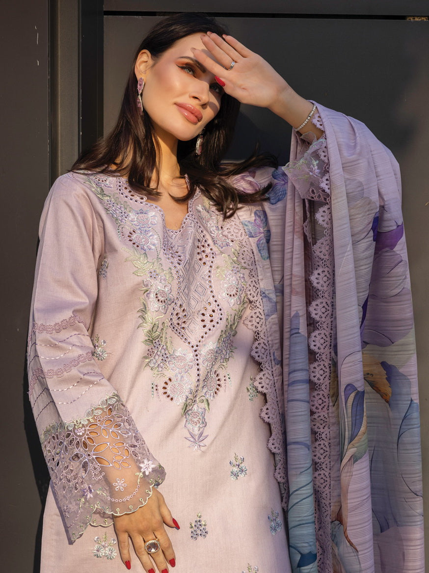 Rang Rasiya Carnation Embroidered Lawn Unstitched 3Pc Suit D-12 AMELIA