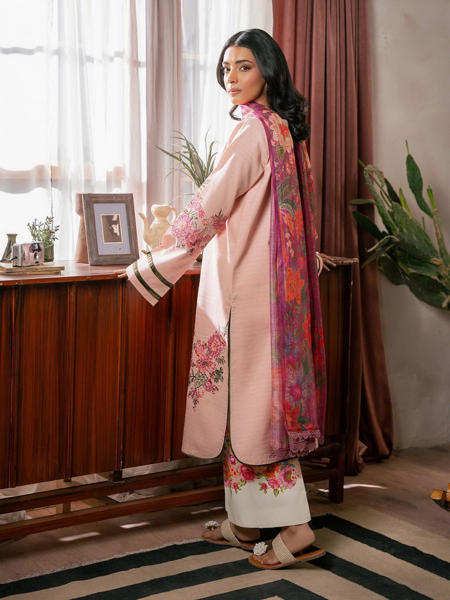 RajBari Parisa Premium Embroidered Lawn Unstitched 3Pc Suit D-12