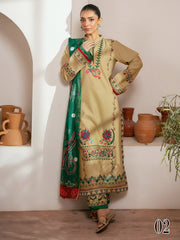 RajBari Parisa Premium Embroidered Lawn Unstitched 3Pc Suit D-02