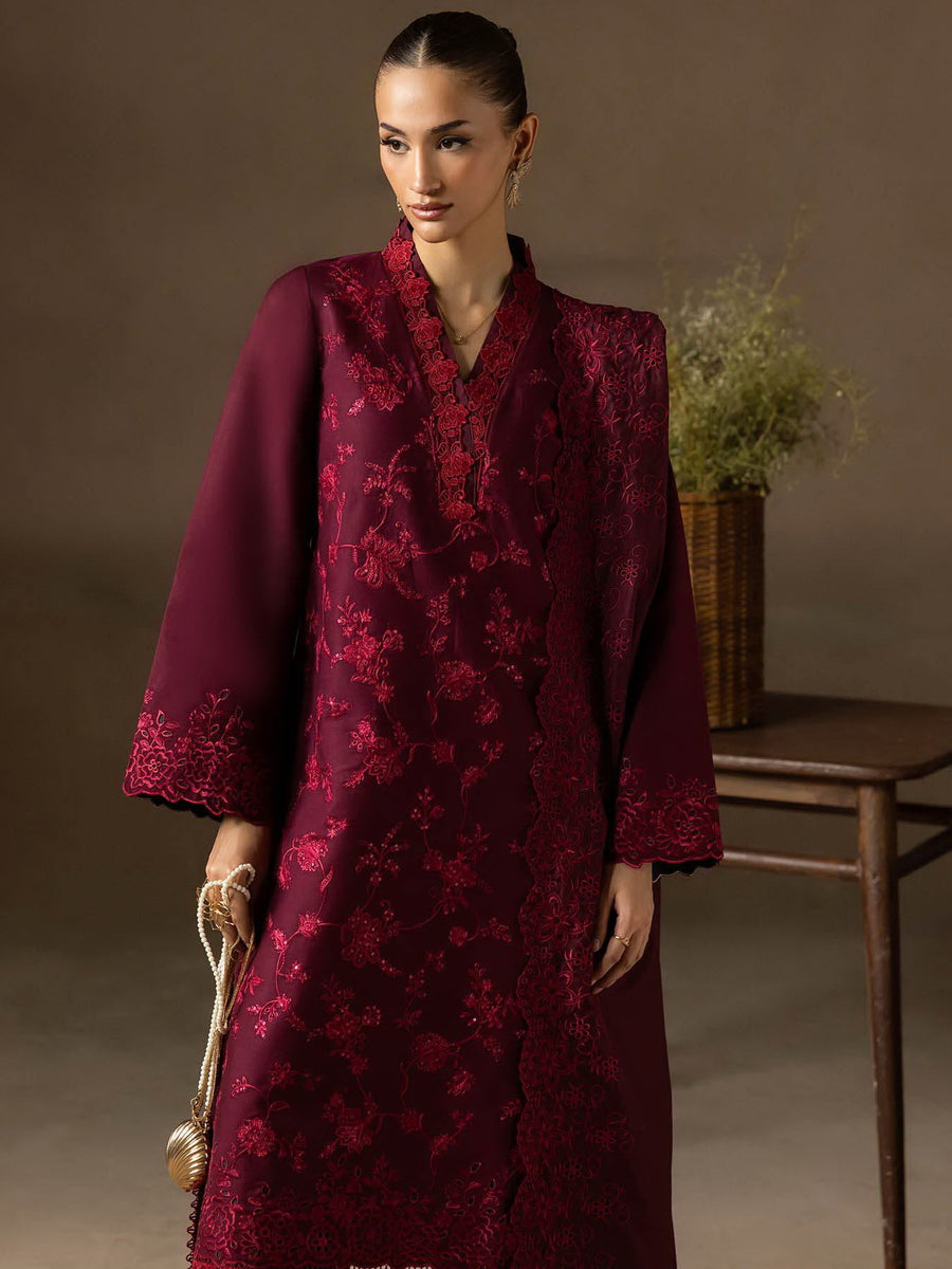 RajBari Sareen Premium Embroidered Viscose Unstitched 3Pc Suit D-04