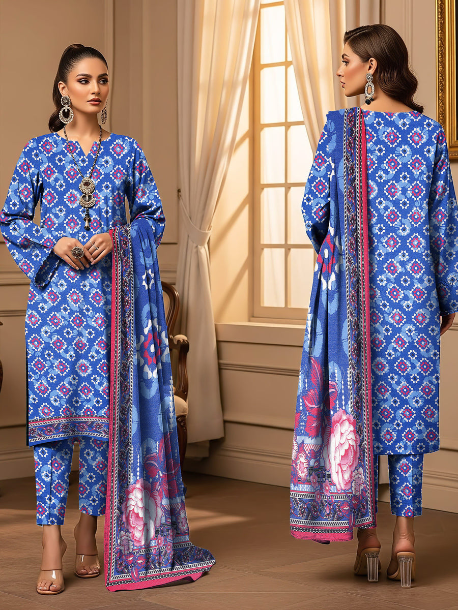Ittehad X Bin Ameer Premium Karandi Unstitched Printed 3Pc Suit D-07