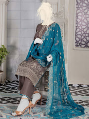 Noir by Humdum Embroidered Slub Linen Unstitched 3Pc Suit D-07