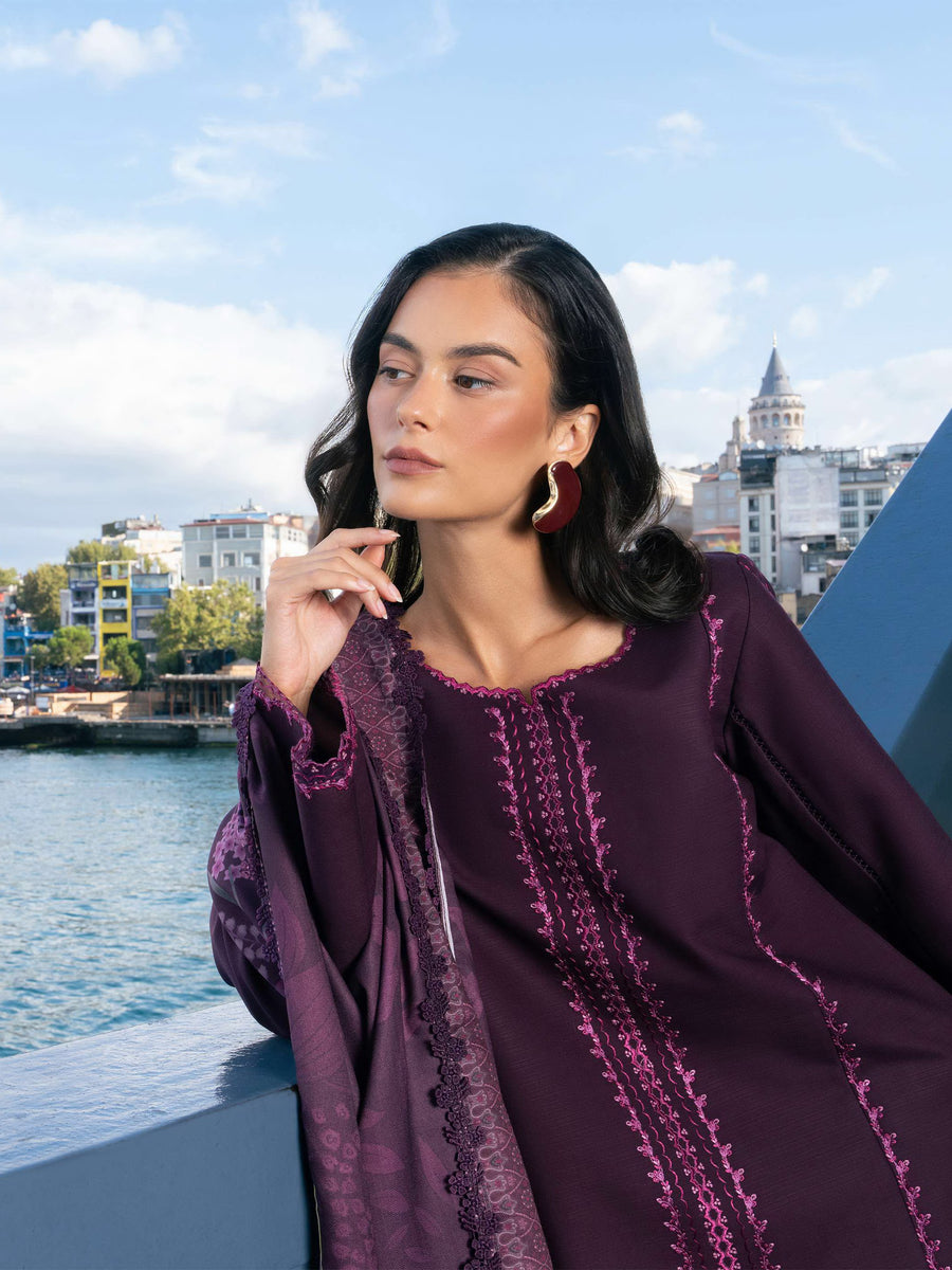 Meet Me In Istanbul by Rang Rasiya Unstitched Linen 3Pc Suit - MAUVE