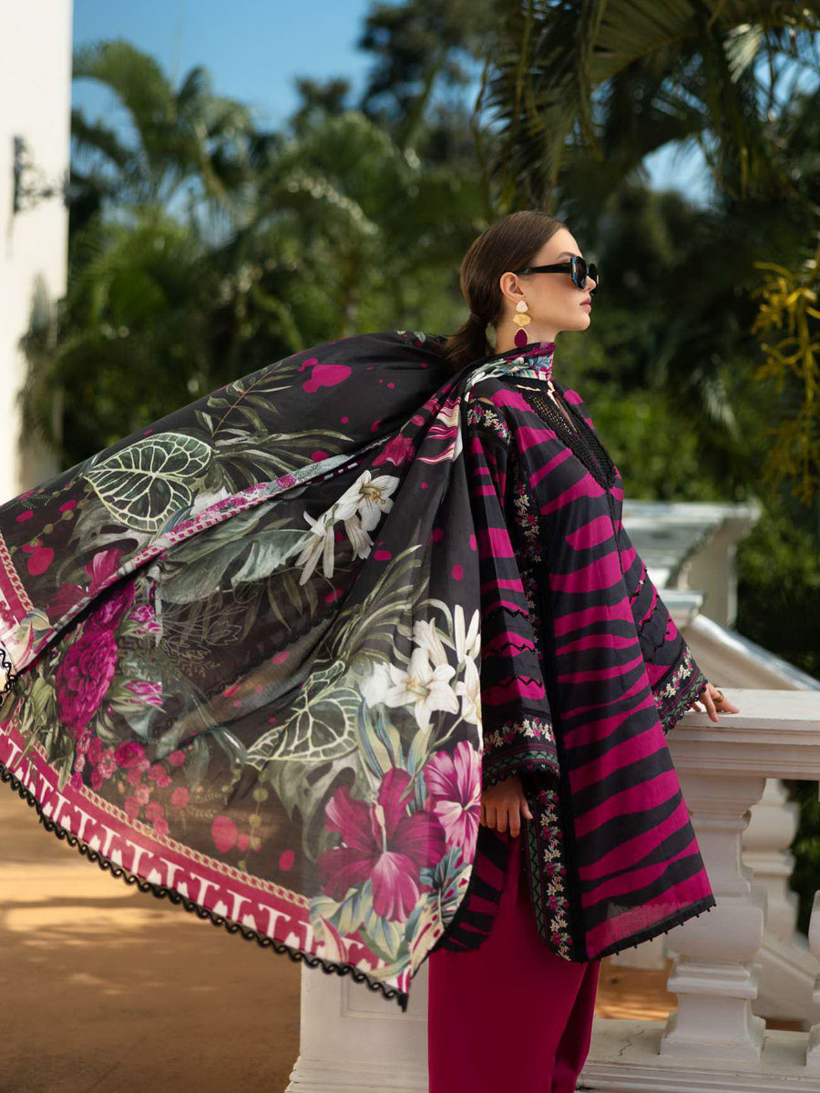 Elaf Prints Unstitched Printed Lawn 3Pc Suit EPE-02B BERRY BLUSH