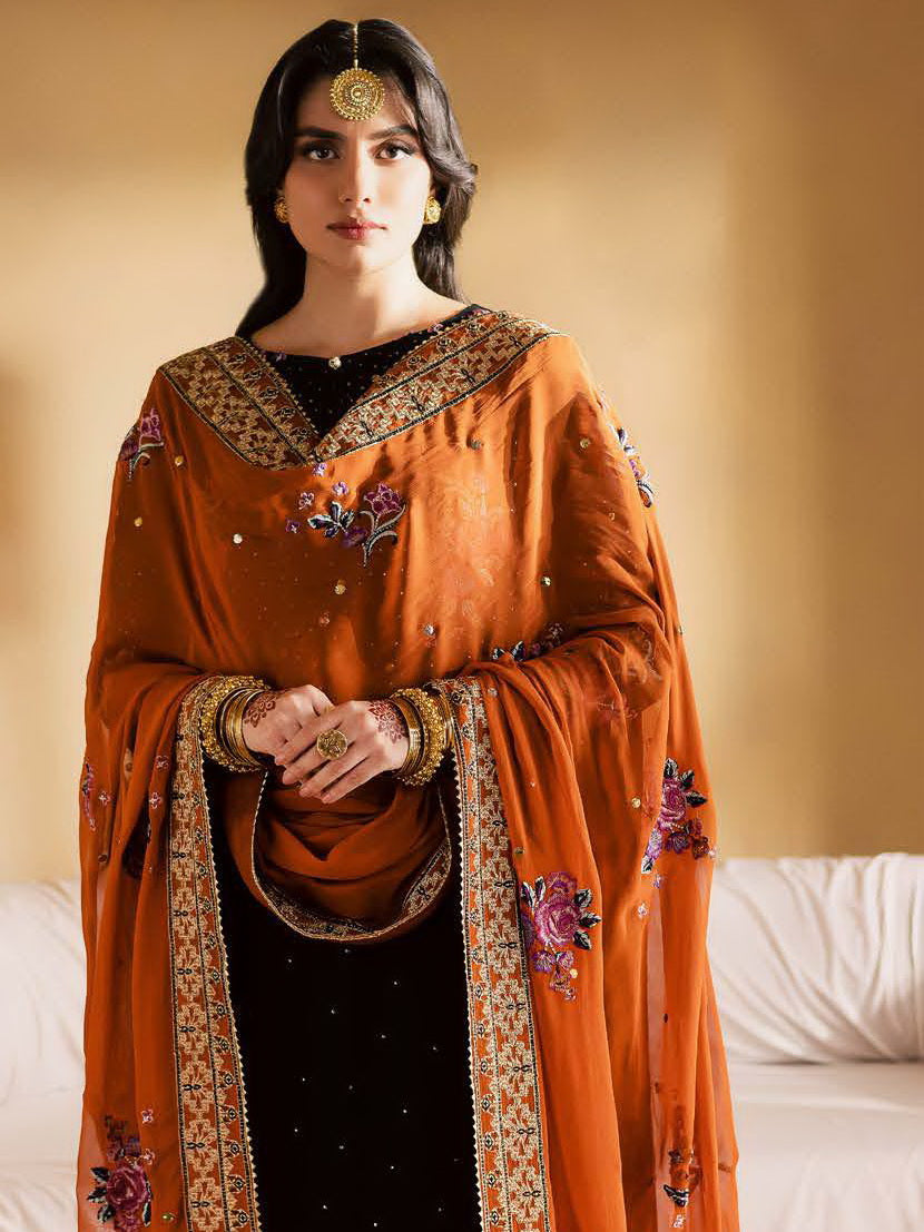 Nureh Mukeshkari Embroidered Mukesh Chiffon Unstitched 3Pc Suit MK-18