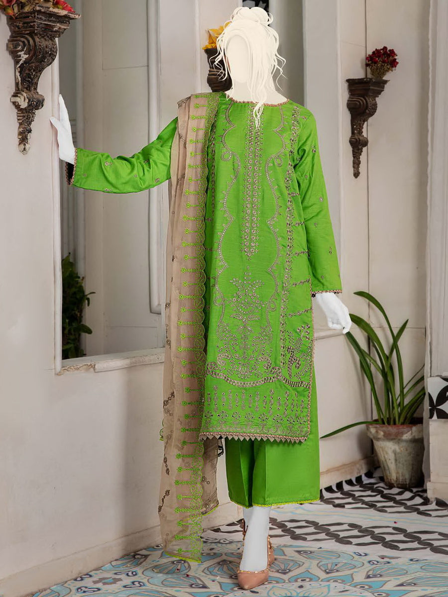 Noir by Humdum Embroidered Slub Linen Unstitched 3Pc Suit D-08