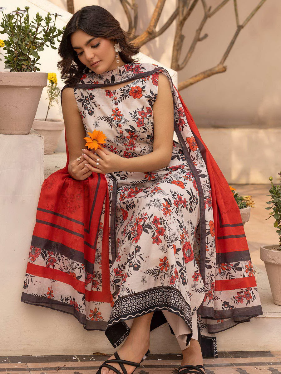 Motifz Rang Vol-01 Digital Printed Lawn Unstitched 3Pc Suit 5443-Nora