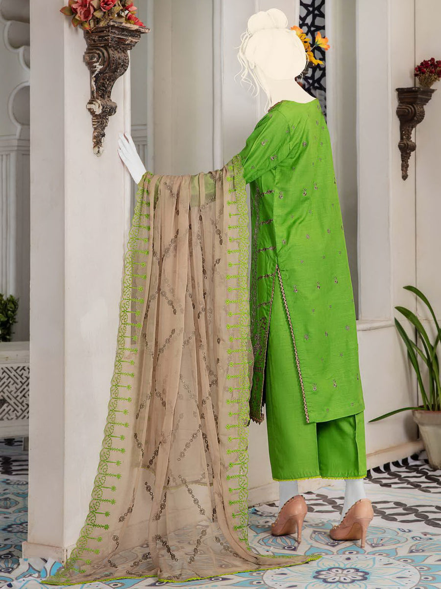 Noir by Humdum Embroidered Slub Linen Unstitched 3Pc Suit D-08