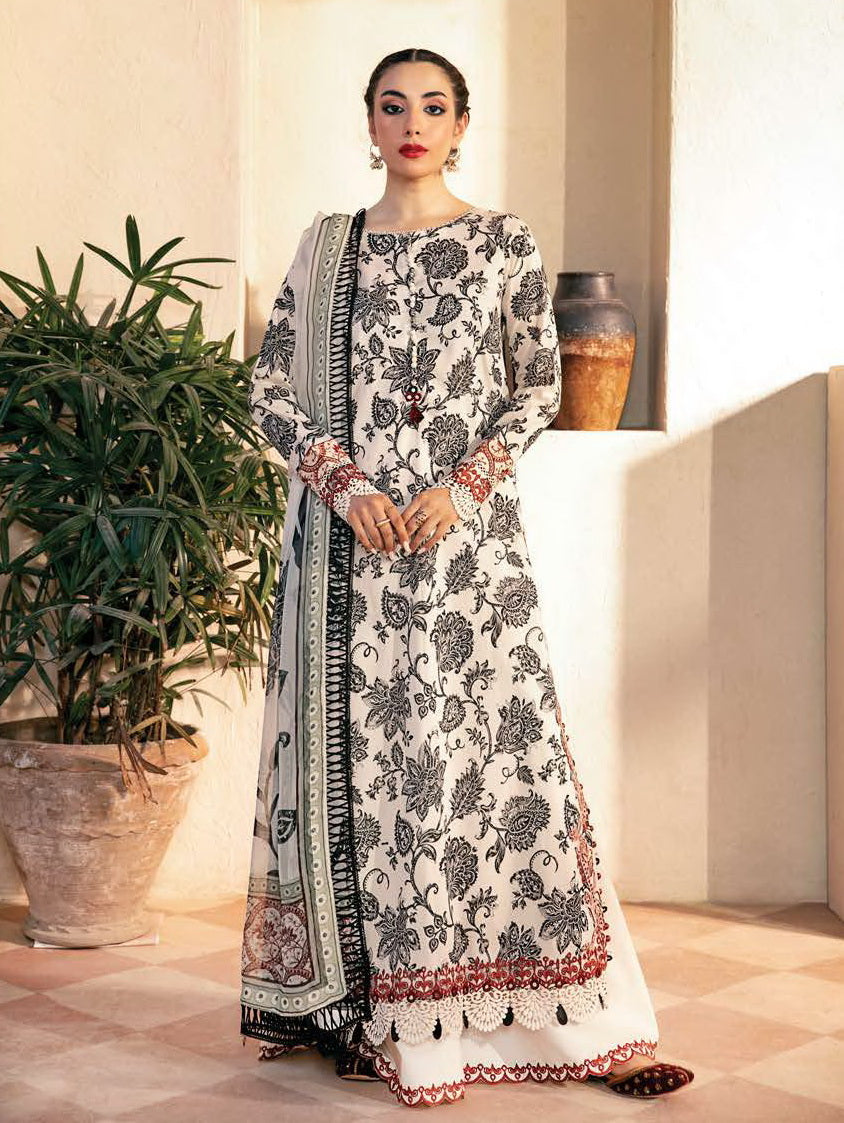 Maria.B M.Basics Embroidered Lawn Unstitched 3Pc Suit MB-CUS25-909A
