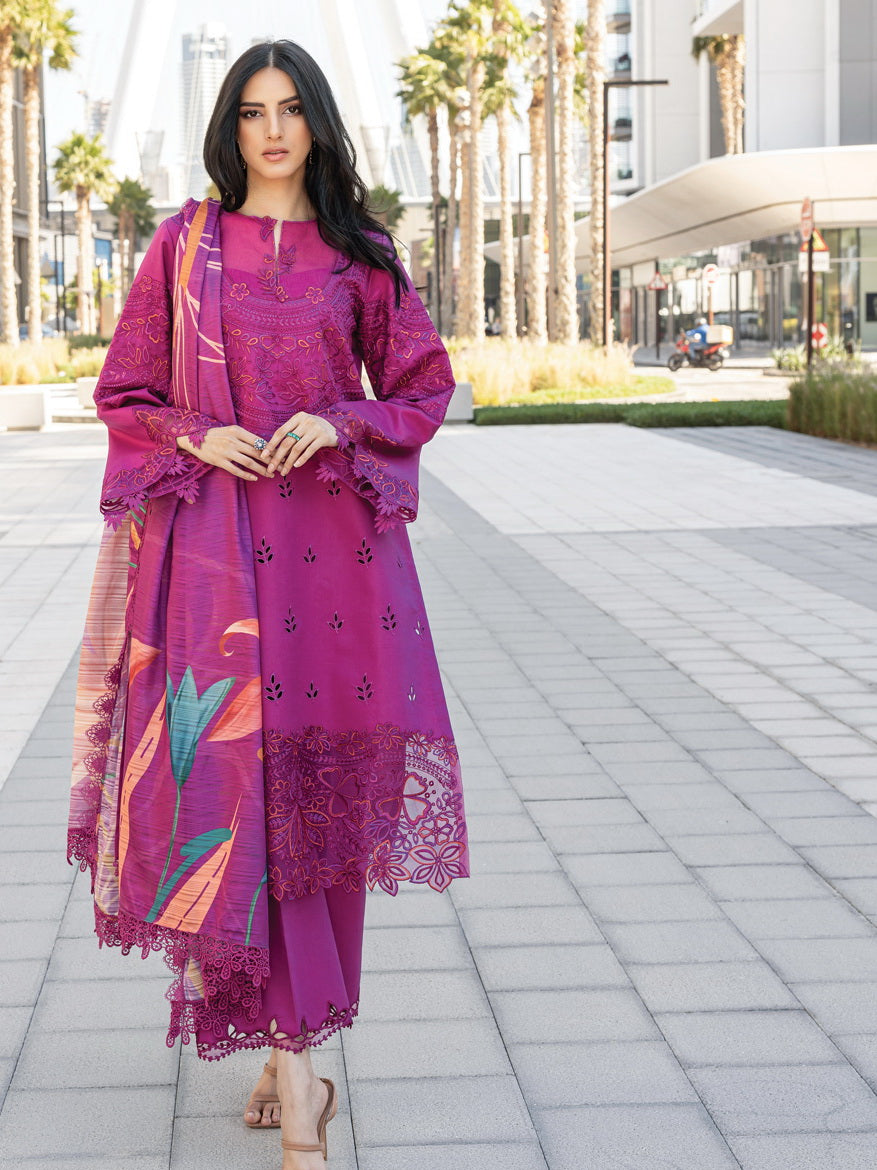 Rang Rasiya Carnation Embroidered Lawn Unstitched 3Pc Suit D-10 MAHRA