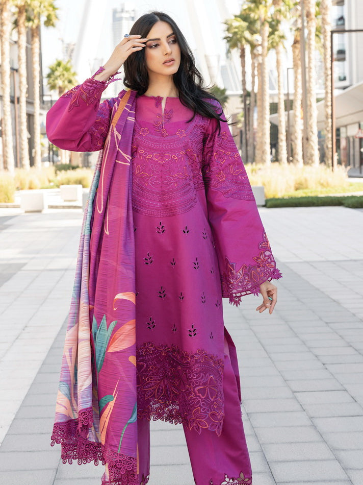 Rang Rasiya Carnation Embroidered Lawn Unstitched 3Pc Suit D-10 MAHRA
