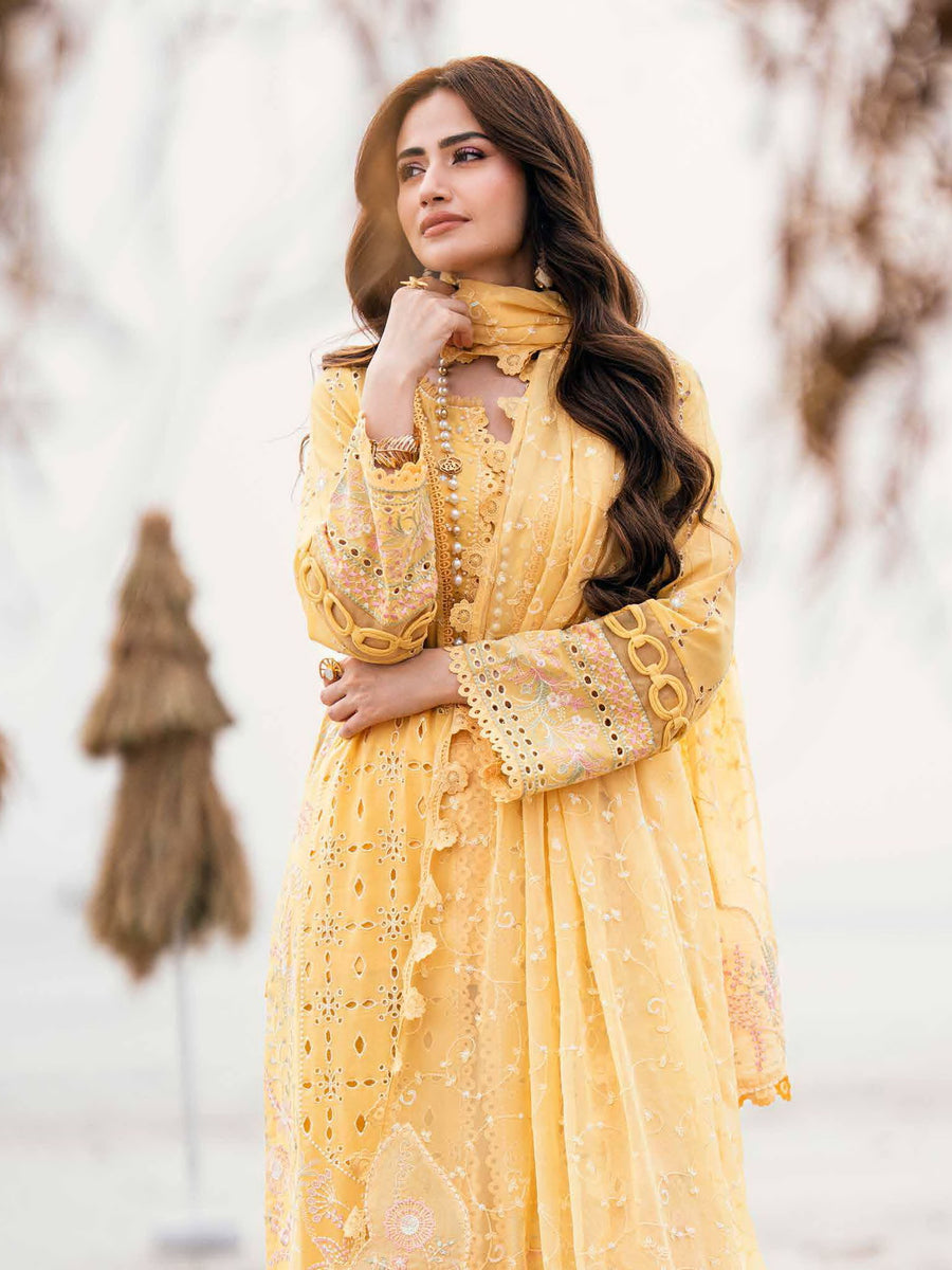 NUREH Khuwab Embroidered Swiss Lawn Unstitched 3 Piece Suit NE-144