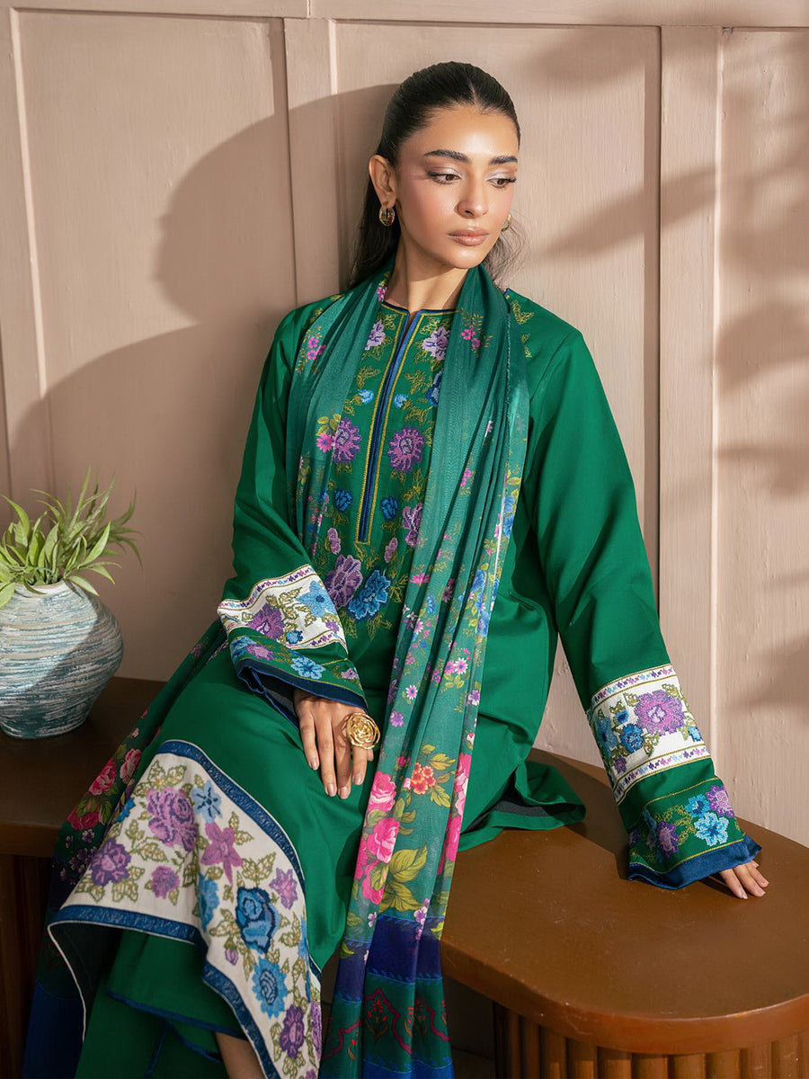 RajBari Parisa Premium Embroidered Lawn Unstitched 3Pc Suit D-10