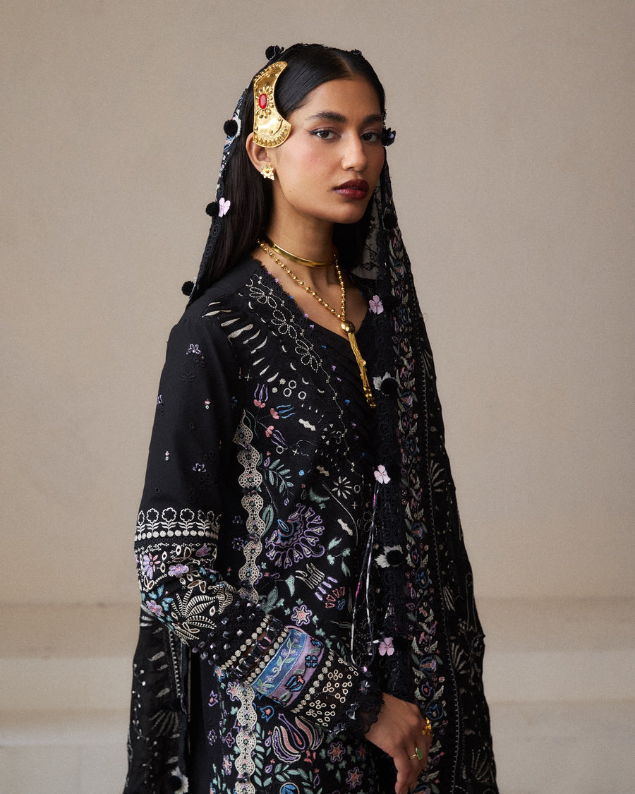 Suffuse by Sana Yasir Eid Lawn Unstitched Embroidered 3Pc Suit - MERAVI