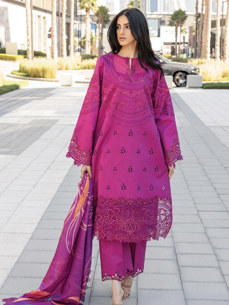 Rang Rasiya Carnation Embroidered Lawn Unstitched 3Pc Suit D-10 MAHRA