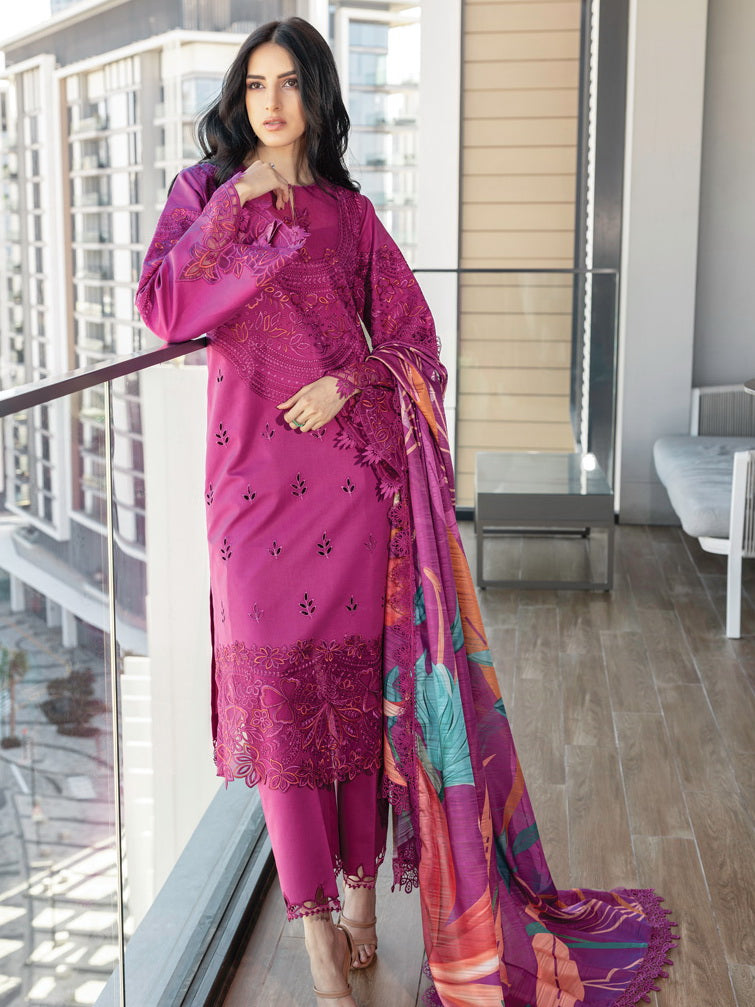 Rang Rasiya Carnation Embroidered Lawn Unstitched 3Pc Suit D-10 MAHRA