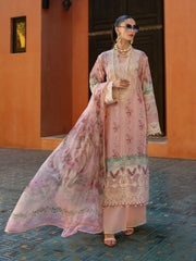 Elaf Premium Signature Embroidered Lawn Unstitched 3Pc Suit EST-01B PINK PETAL