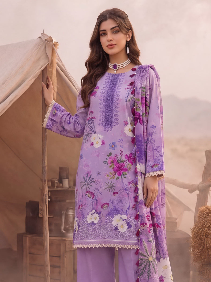 Al Zohaib Colors Printed Linen Unstitched 3Pc Suit D-06