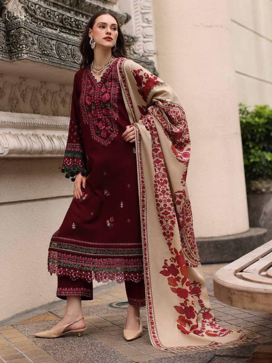 Charizma Poshima Embroidered Peach Leather Unstitched 3Pc Suit PSW6-08
