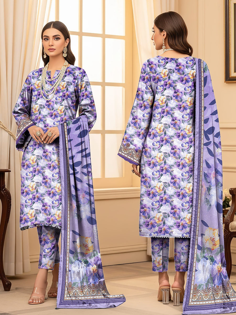 Ittehad X Bin Ameer Premium Karandi Unstitched Printed 3Pc Suit D-10