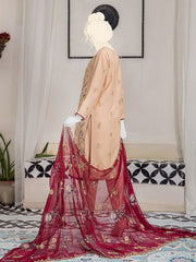 Noir by Humdum Embroidered Slub Linen Unstitched 3Pc Suit D-10