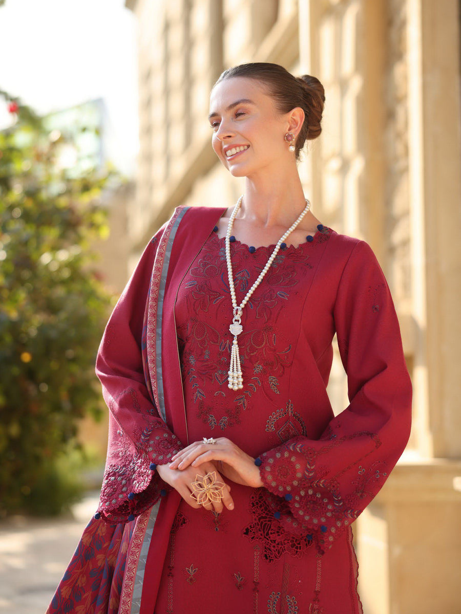 Rang Rasiya Carnation Embroidered Karandi Unstitched 3Pc Suit D-10 Mocha