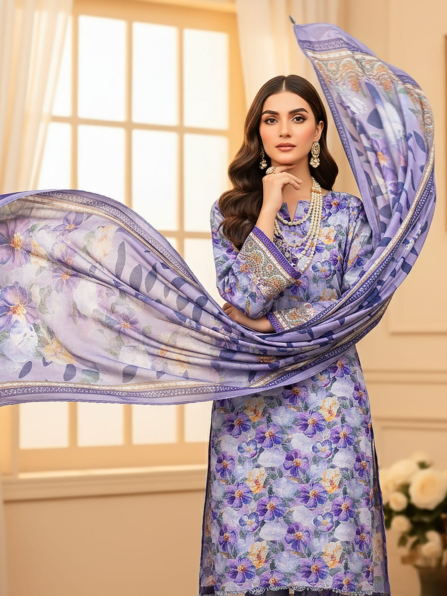 Ittehad X Bin Ameer Premium Karandi Unstitched Printed 3Pc Suit D-10