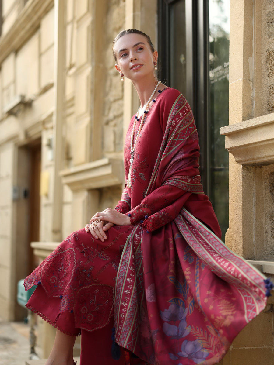 Rang Rasiya Carnation Embroidered Karandi Unstitched 3Pc Suit D-10 Mocha