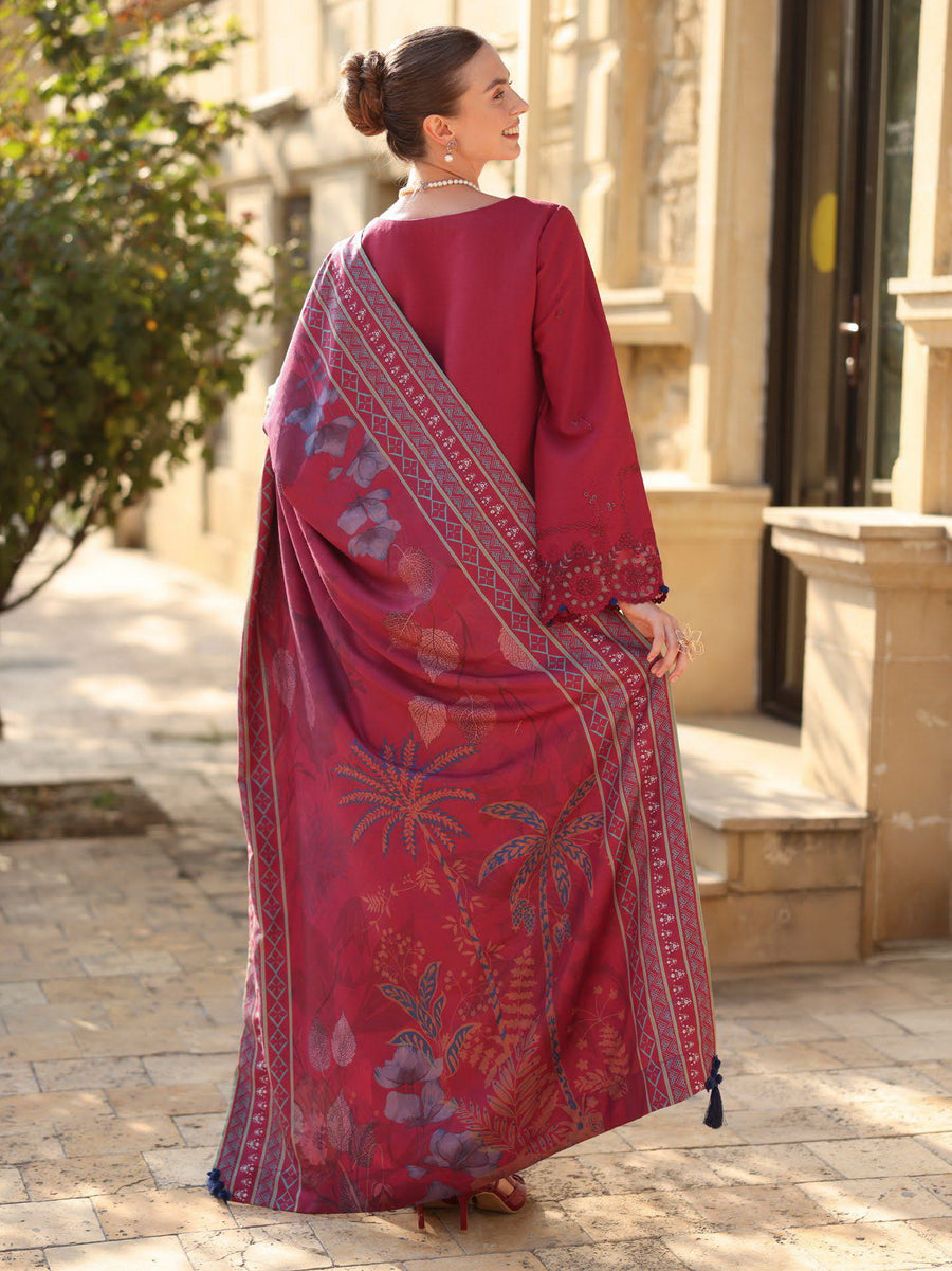 Rang Rasiya Carnation Embroidered Karandi Unstitched 3Pc Suit D-10 Mocha