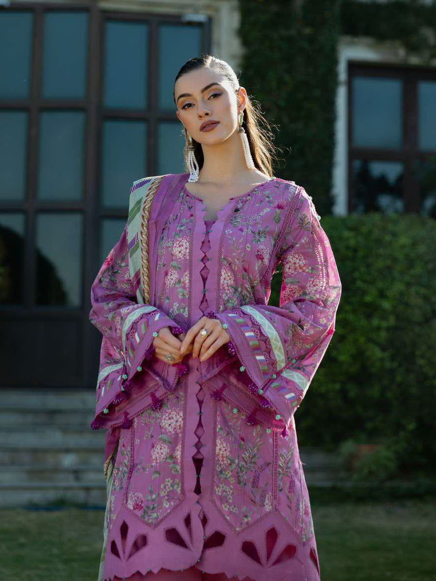 Elaf Prints Unstitched Printed Lawn 3Pc Suit EPE-04B FUCHSIA FANTASY