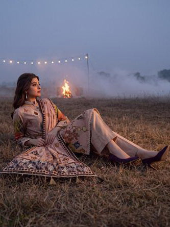 Al Zohaib Colors Printed Linen Unstitched 3Pc Suit D-08