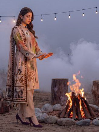Al Zohaib Colors Printed Linen Unstitched 3Pc Suit D-08