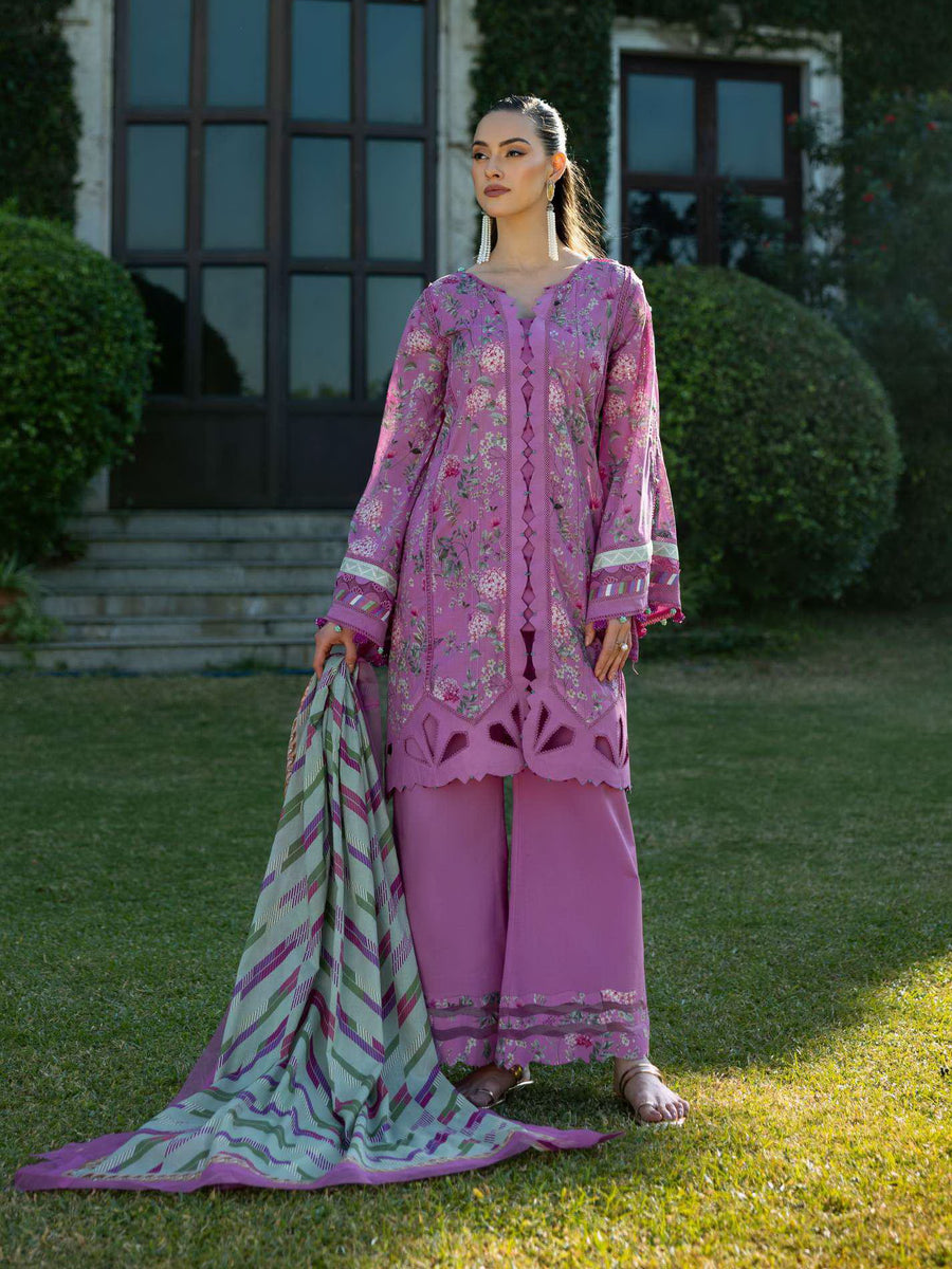 Elaf Prints Unstitched Printed Lawn 3Pc Suit EPE-04B FUCHSIA FANTASY