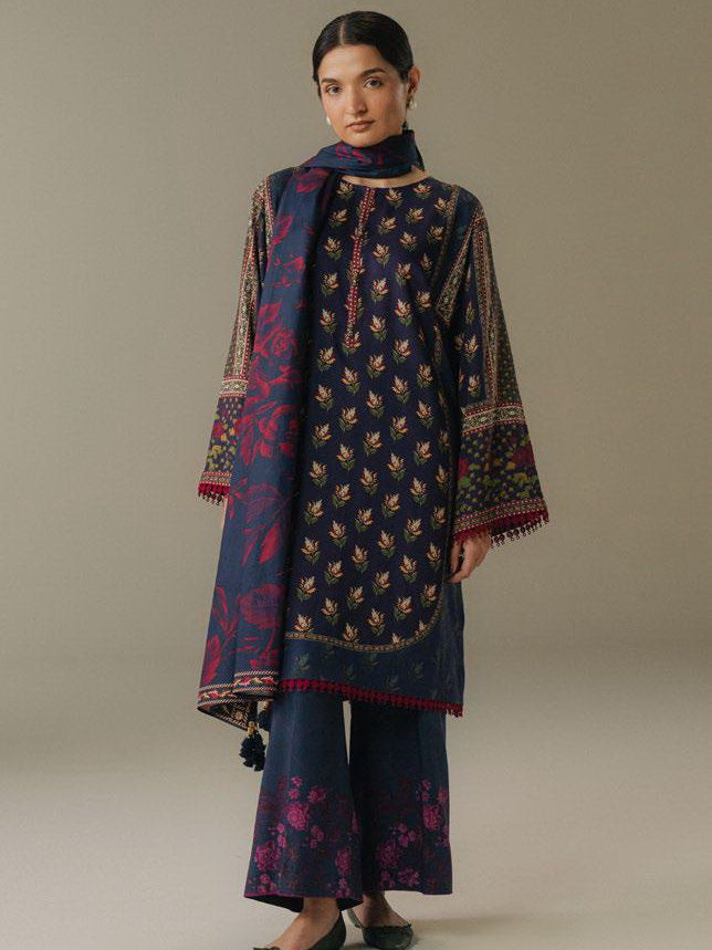 Coco by Zara Shahjahan Prints Vol-05 Unstitched Linen 3Pc Suit D-07B Soft Current