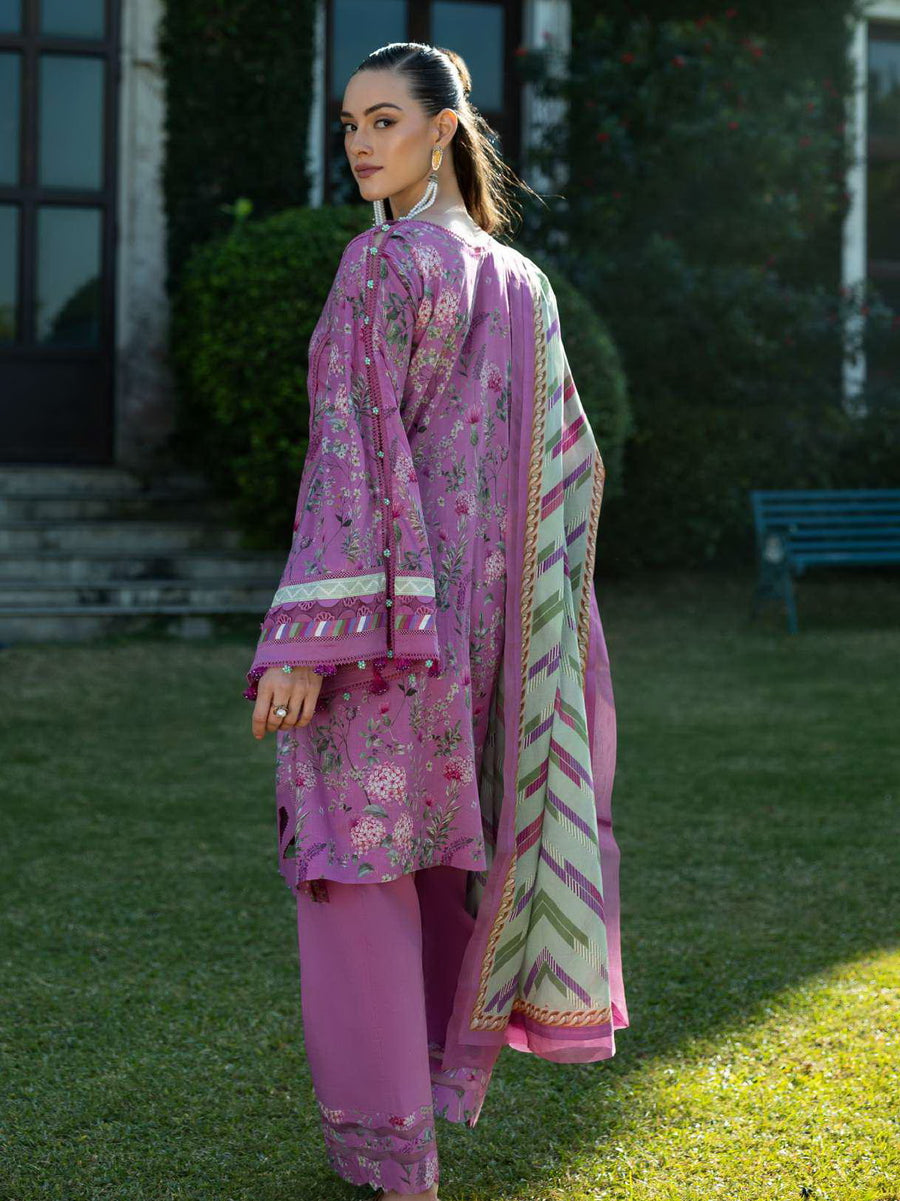 Elaf Prints Unstitched Printed Lawn 3Pc Suit EPE-04B FUCHSIA FANTASY