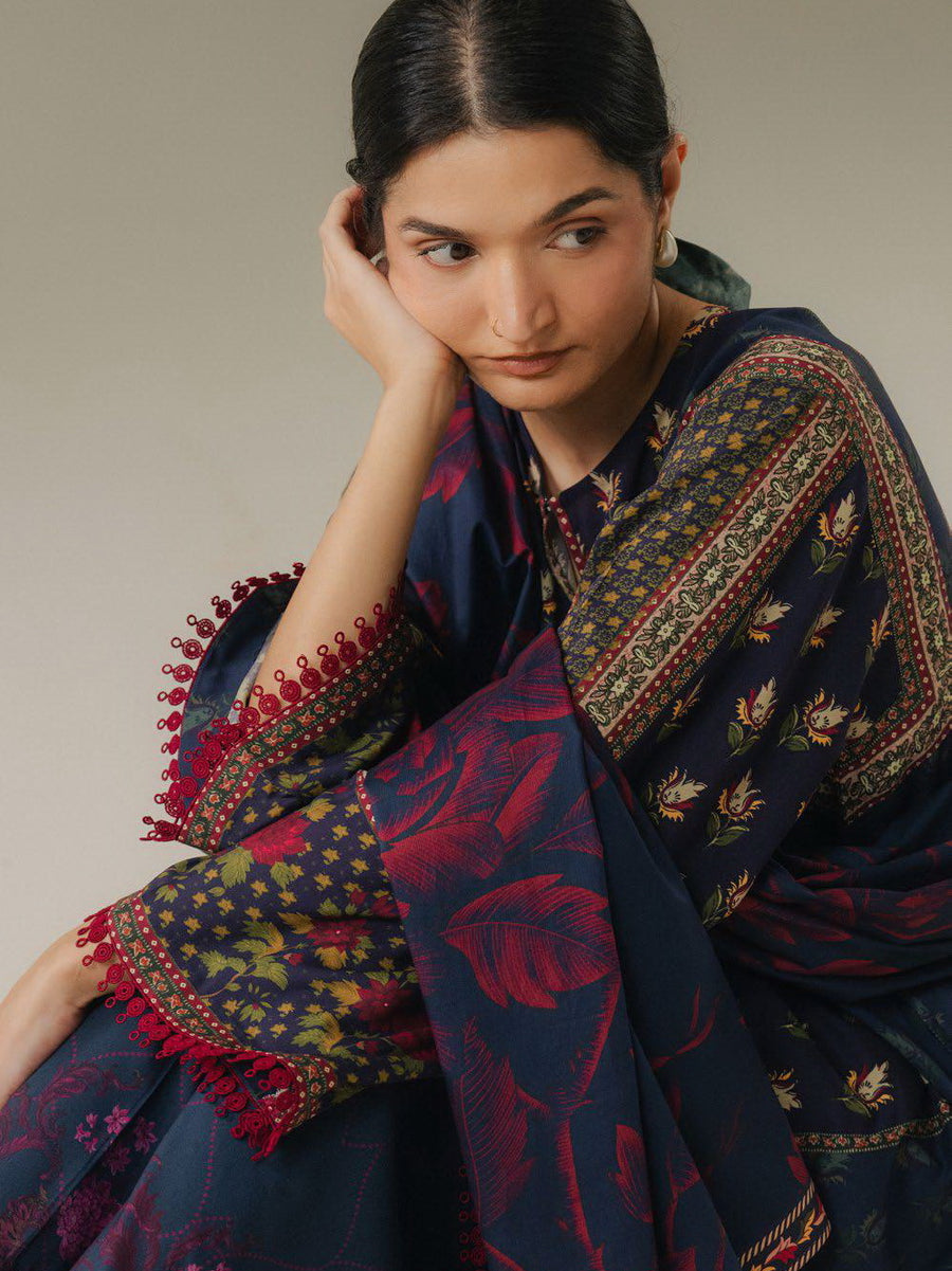 Coco by Zara Shahjahan Prints Vol-05 Unstitched Linen 3Pc Suit D-07B Soft Current