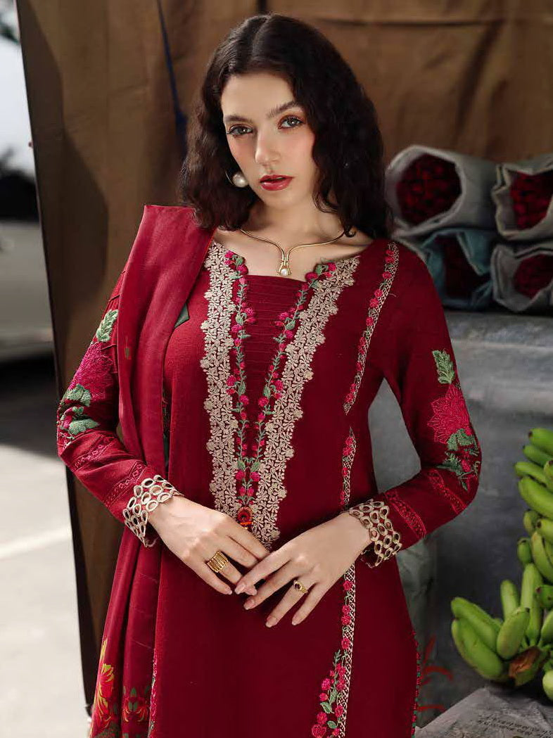 Charizma Poshima Embroidered Leather Unstitched 3Pc Suit PSW5-01