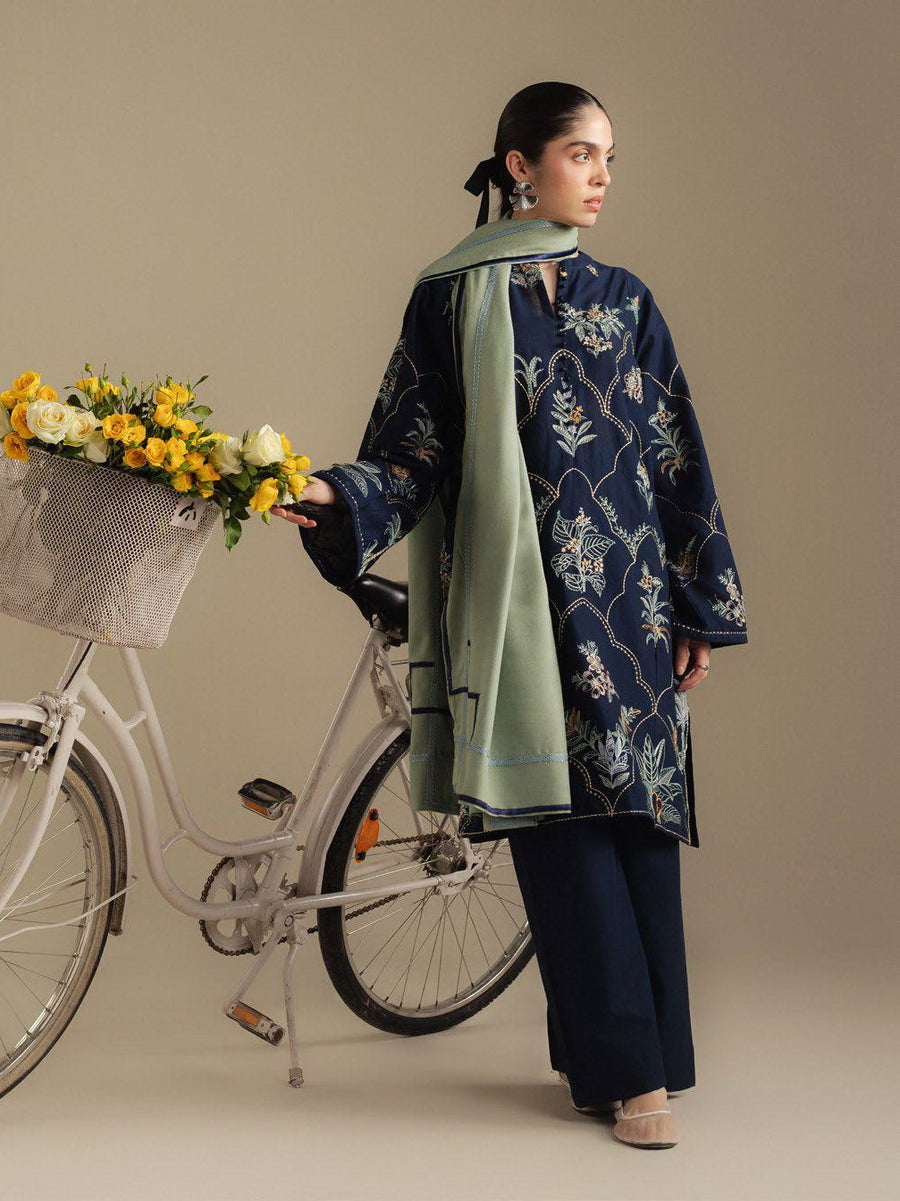 Coco by Zara Shahjahan Winter Unstitched Khaddar 3Pc Suit D-01B AMBER