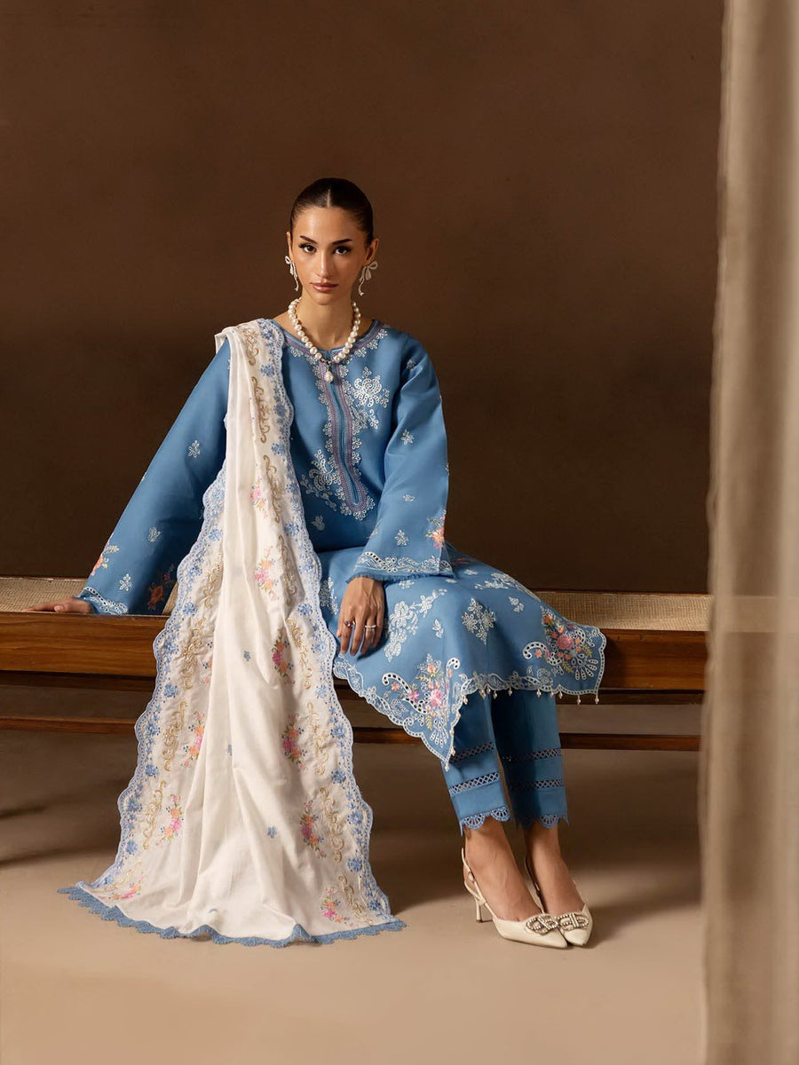 RajBari Sareen Premium Embroidered Viscose Unstitched 3Pc Suit D-07