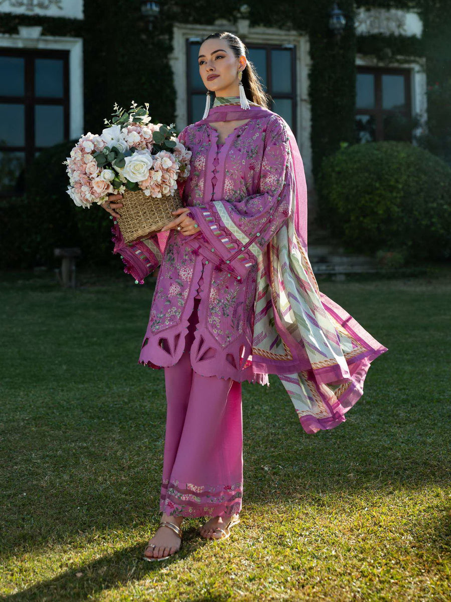 Elaf Prints Unstitched Printed Lawn 3Pc Suit EPE-04B FUCHSIA FANTASY