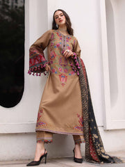 Charizma Poshima Embroidered Peach Leather Unstitched 3Pc Suit PSW6-09