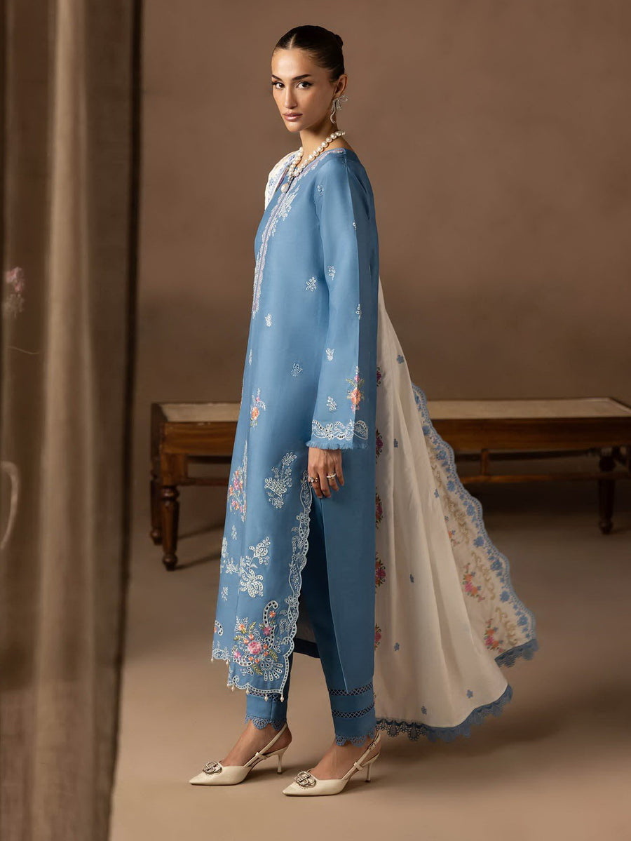 RajBari Sareen Premium Embroidered Viscose Unstitched 3Pc Suit D-07