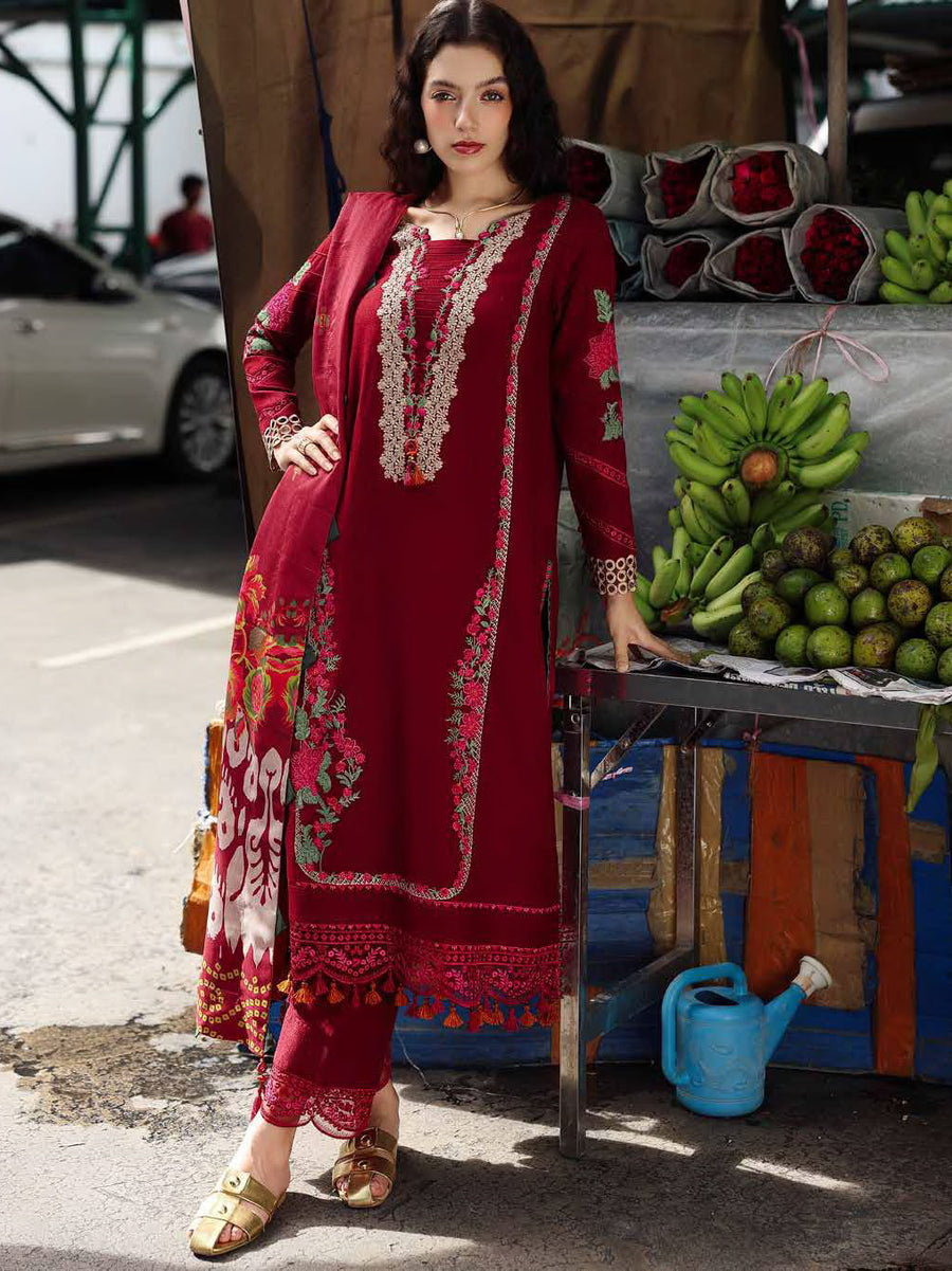 Charizma Poshima Embroidered Leather Unstitched 3Pc Suit PSW5-01