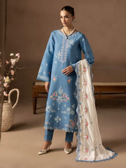 RajBari Sareen Premium Embroidered Viscose Unstitched 3Pc Suit D-07