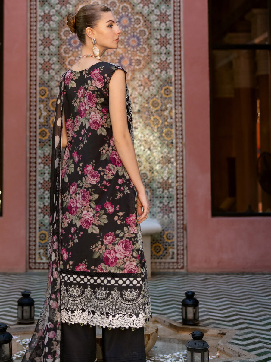 Elaf Premium Signature Embroidered Lawn Unstitched 3Pc Suit EST-02B PROM NIGHT