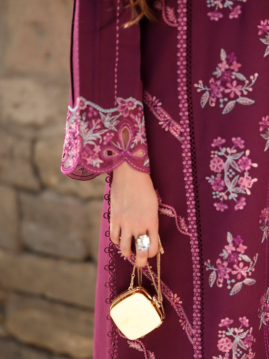 Rang Rasiya Carnation Embroidered Karandi Unstitched 3Pc Suit D-09 Affogato
