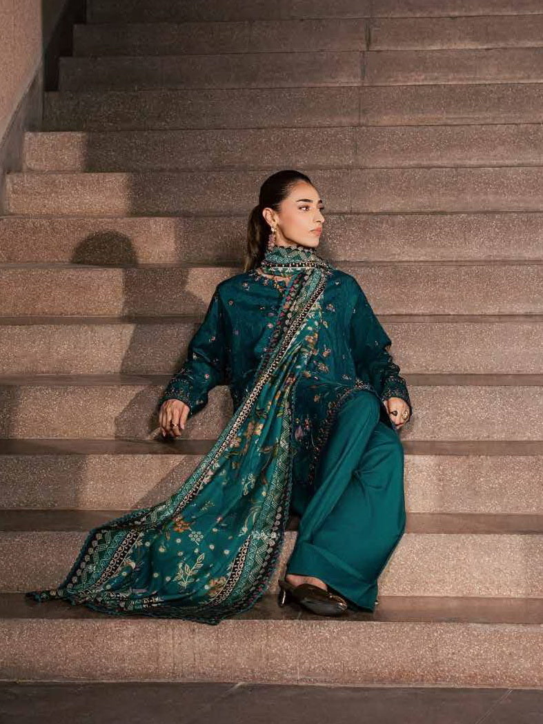 NUREH Maya Embroidered Linen Unstitched 3Pc Suit NW-126