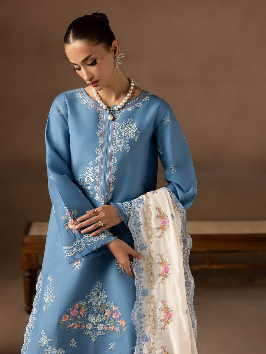 RajBari Sareen Premium Embroidered Viscose Unstitched 3Pc Suit D-07